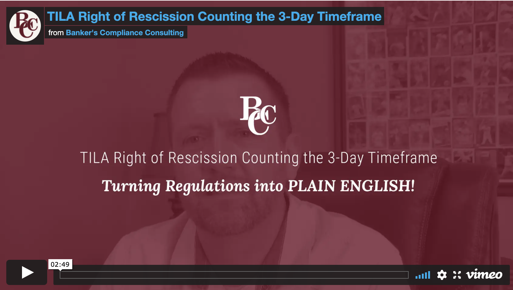 Online Bankers Training ThreeDay Right of Rescission